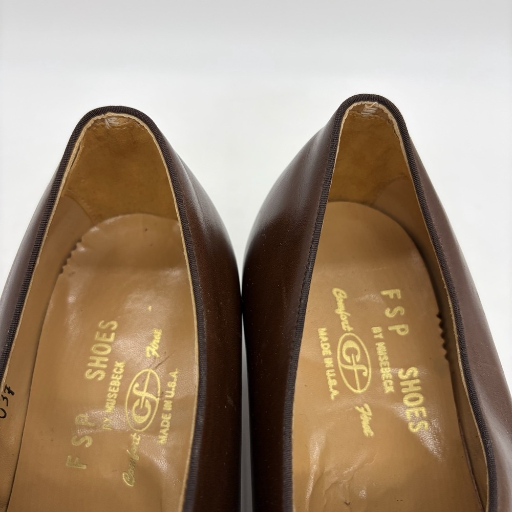 Vtg FSP Shoes Musebeck Womens 9 E/C Oxford Pumps Comfort Flex Brown Leather USA - Picture 13 of 13